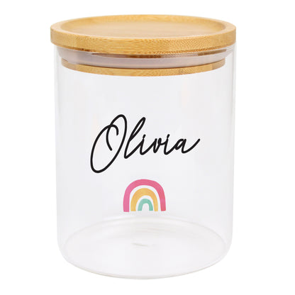 Personalised Rainbow Glass Jar with Bamboo Lid - image 2