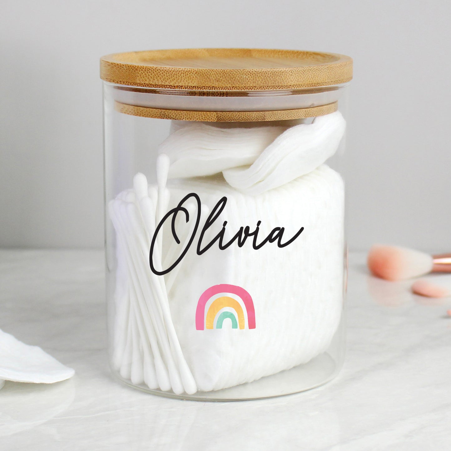 Personalised Rainbow Glass Jar with Bamboo Lid - image 3