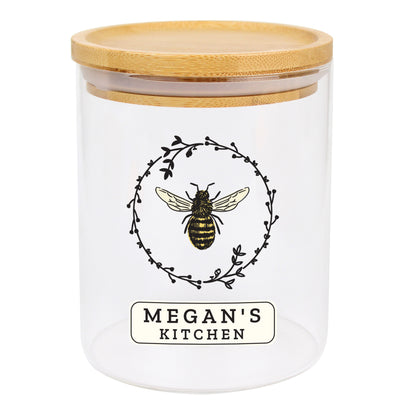 Personalised Bee Glass Jar with Bamboo Lid - image 2