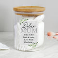Personalised Botanical Glass Jar with Bamboo Lid from Heartfelt Gifts