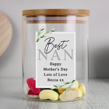 Personalised Botanical Glass Jar with Bamboo Lid - image 3