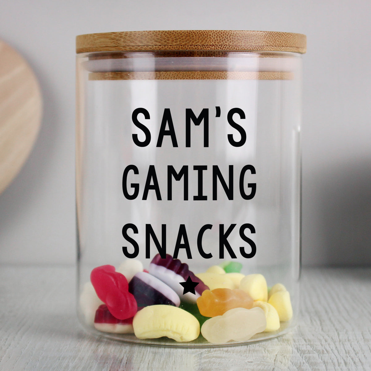 Personalised Free Text Glass Jar with Bamboo Lid from Heartfelt Gifts