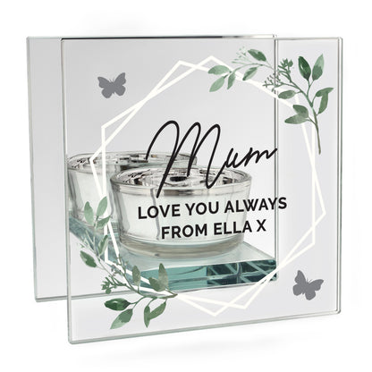 Personalised Botanical Mirrored Glass Tea Light Candle Holder - image 5