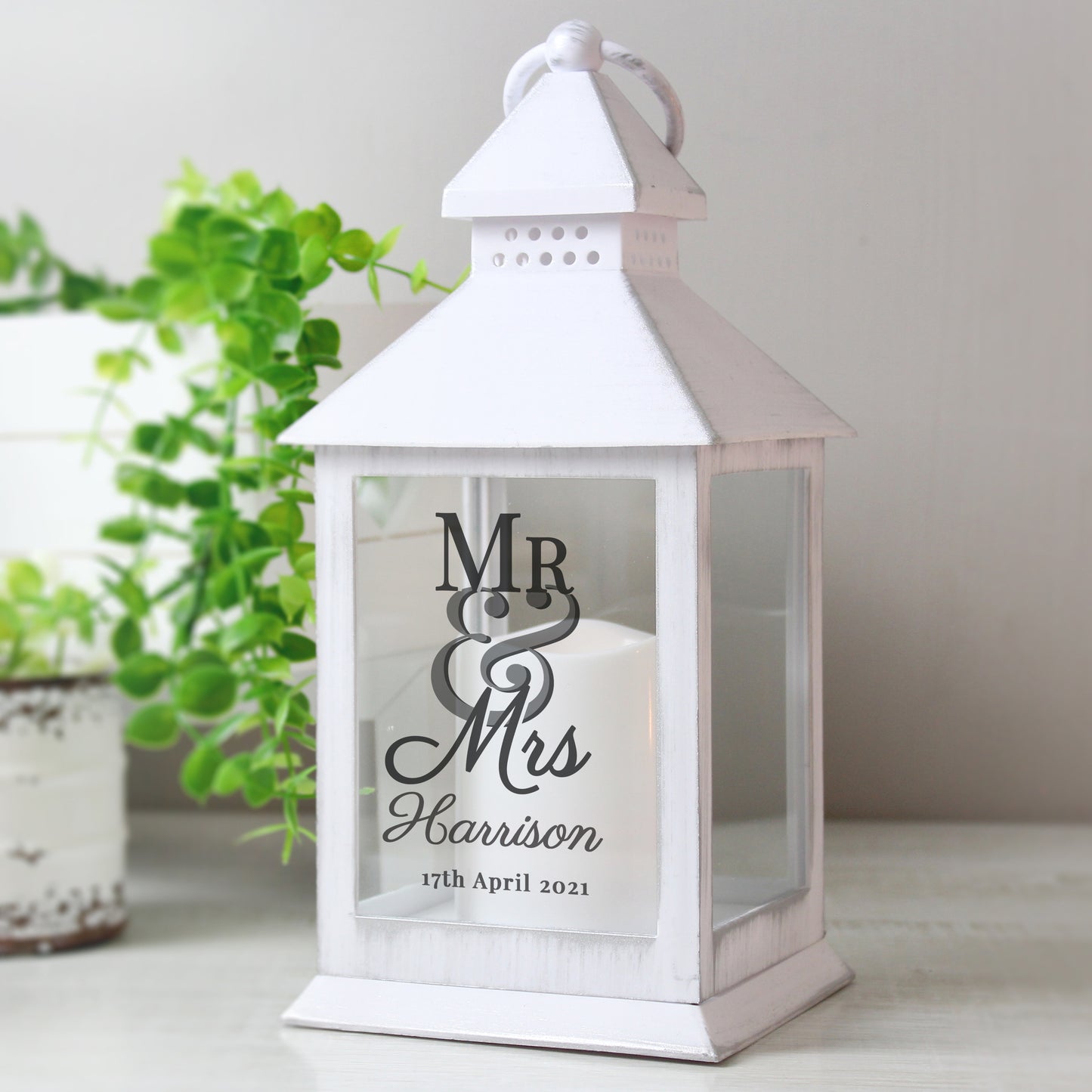 Personalised Mr & Mrs White Lantern from Heartfelt Gifts
