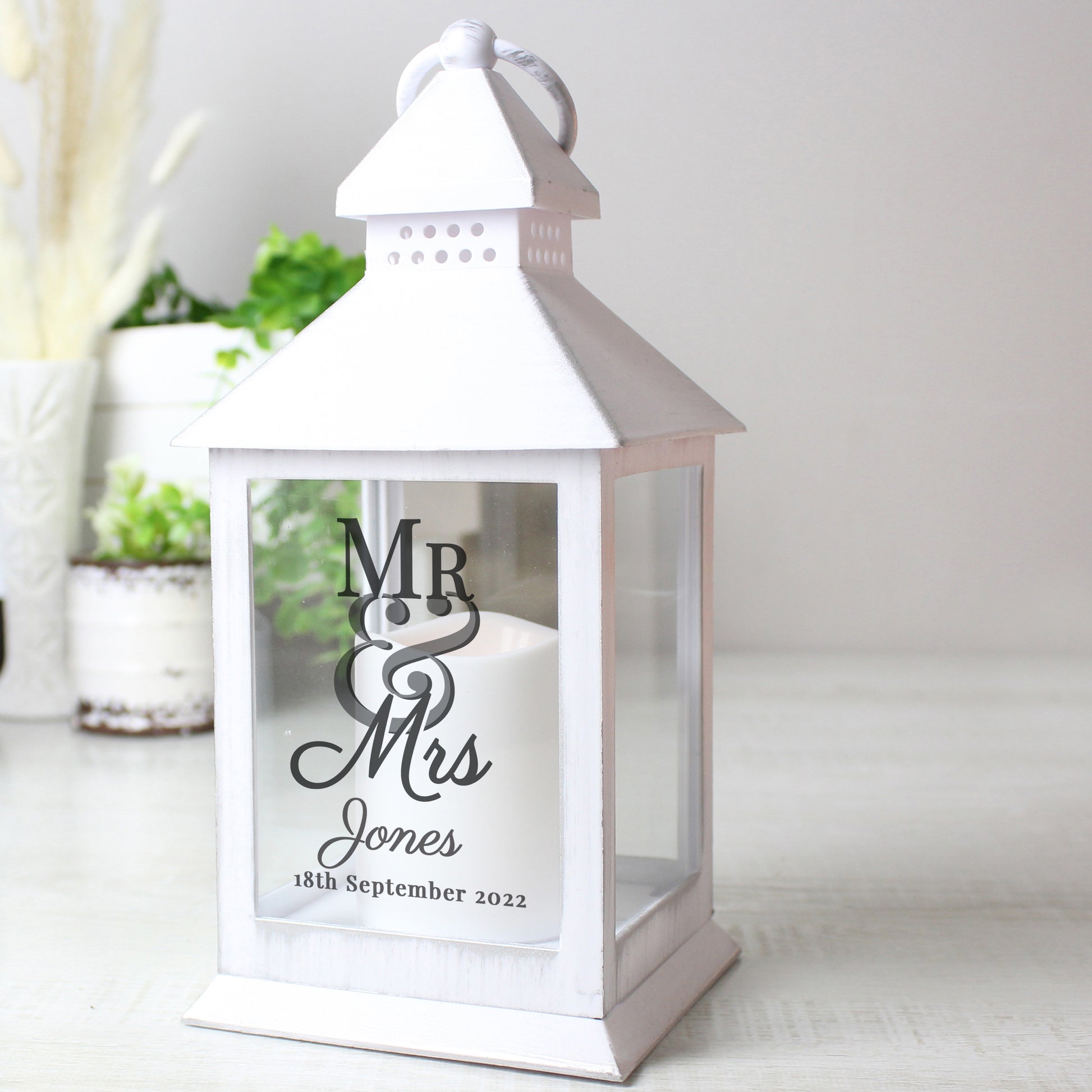 Personalised Mr & Mrs White Lantern - image 2