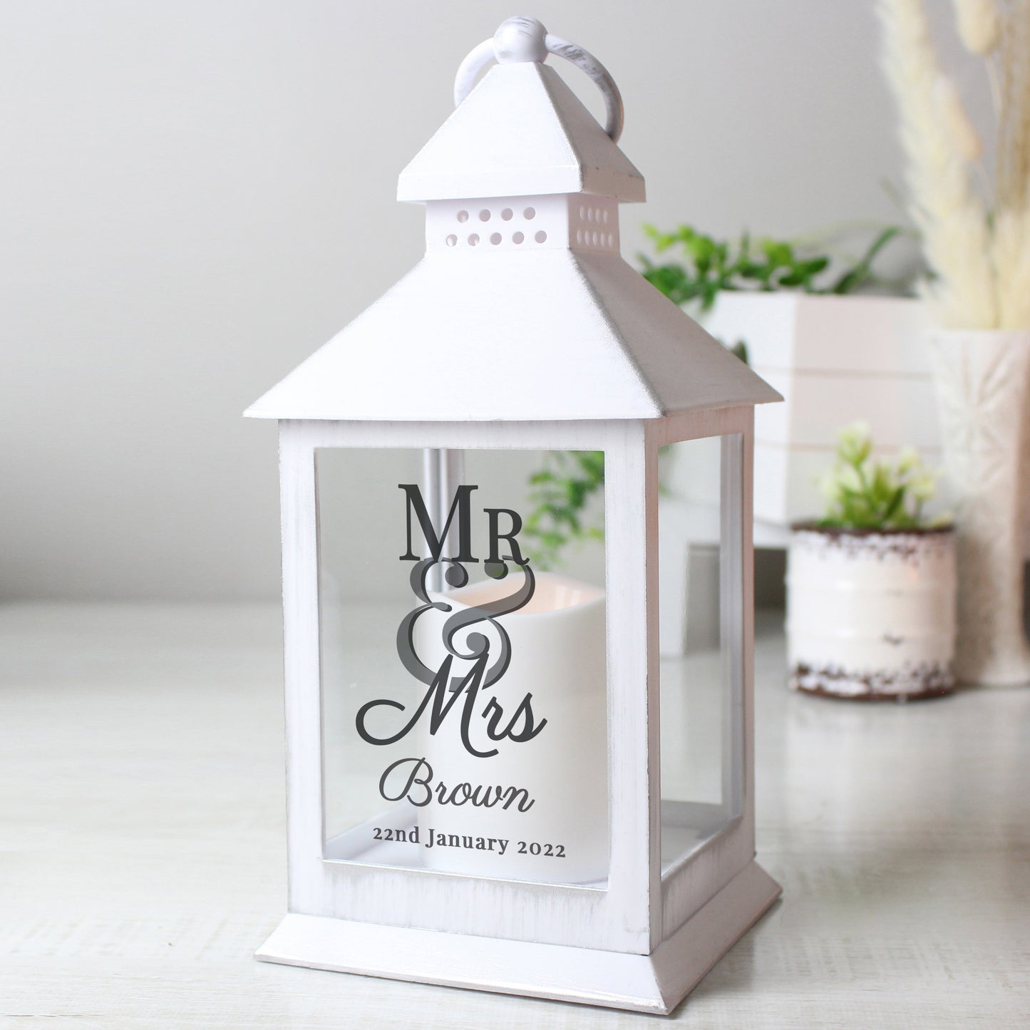 Personalised Mr & Mrs White Lantern - image 3