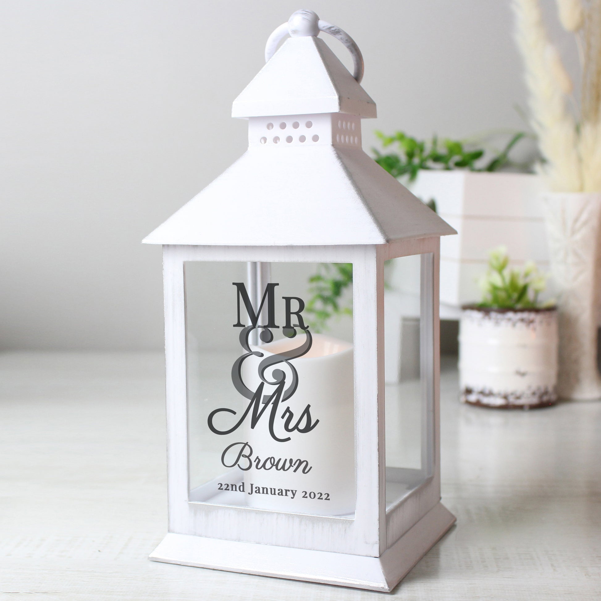 Personalised Mr & Mrs White Lantern - image 3