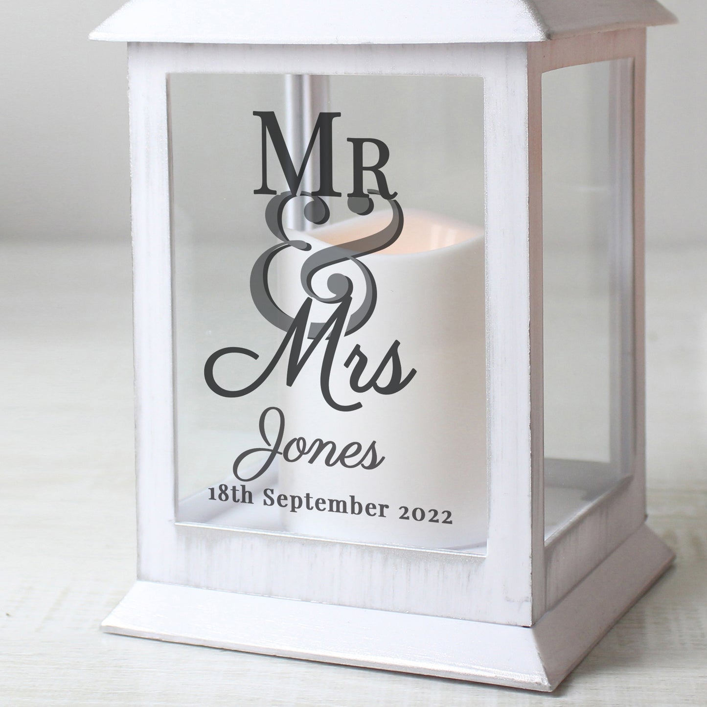 Personalised Mr & Mrs White Lantern - image 4
