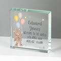 Personalised Teddy & Balloons Crystal Token from Heartfelt Gifts