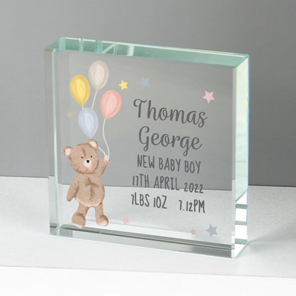 Personalised Teddy & Balloons Crystal Token - image 3