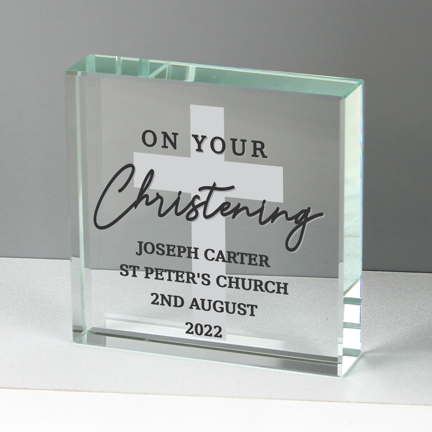 Personalised On Your Christening Crystal Token from Heartfelt Gifts