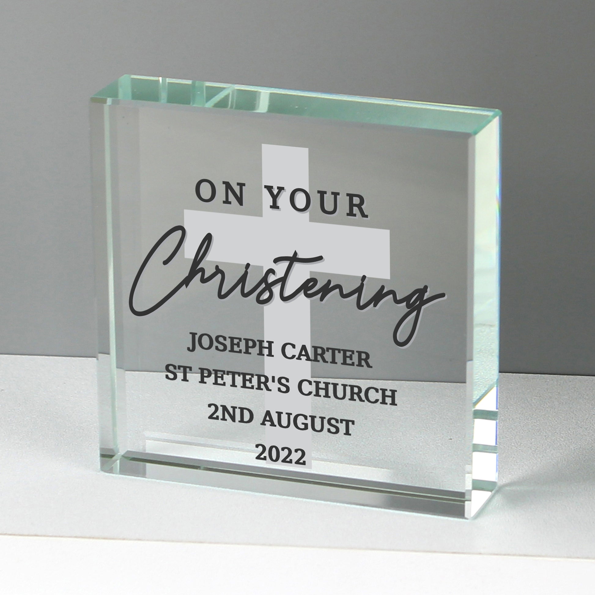 Personalised On Your Christening Crystal Token from Heartfelt Gifts