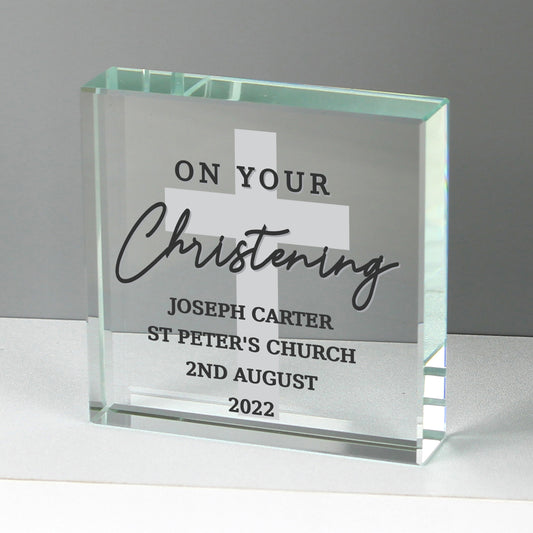 Personalised On Your Christening Crystal Token from Heartfelt Gifts