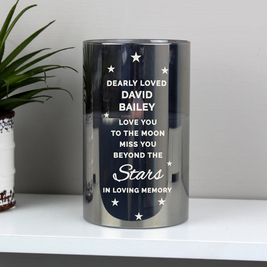 Personalised Miss You Beyond The Stars Smoked Glass LED Candle - image 3