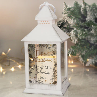 Personalised First Christmas White Lantern from Heartfelt Gifts