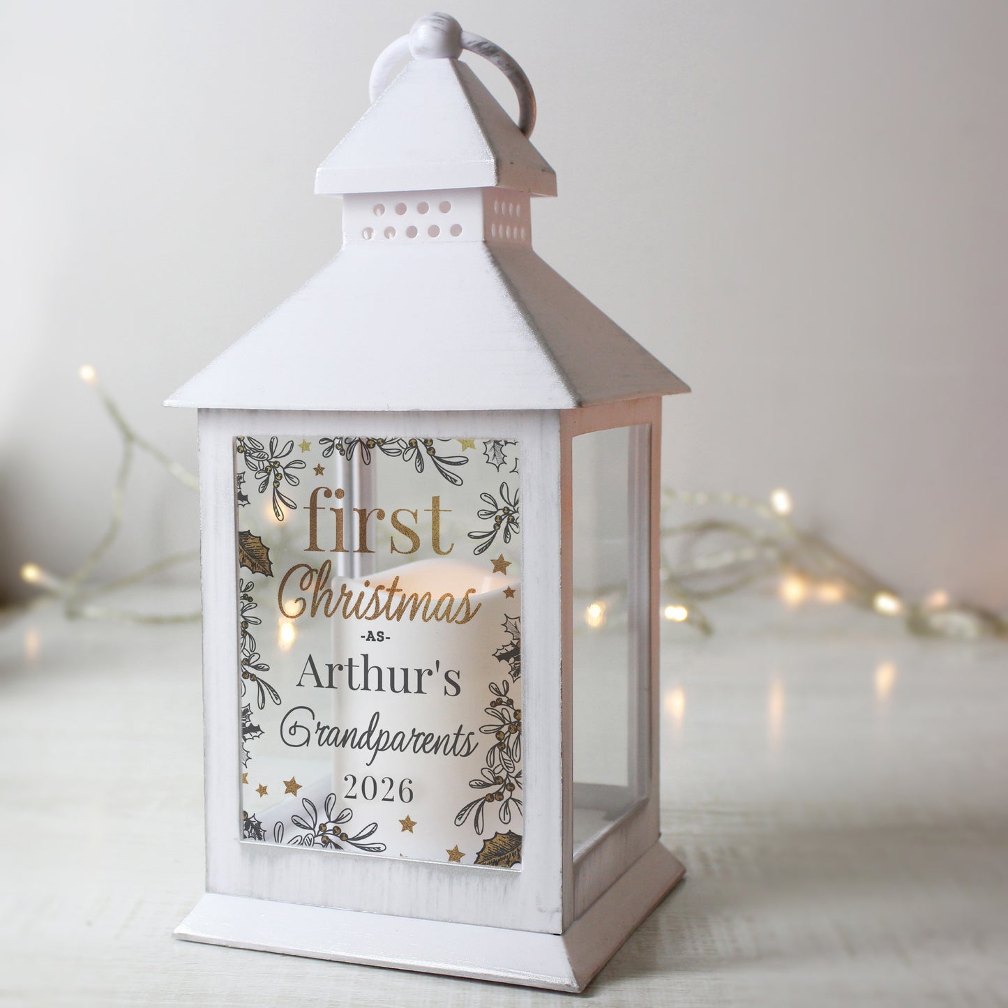 Personalised First Christmas White Lantern - image 2