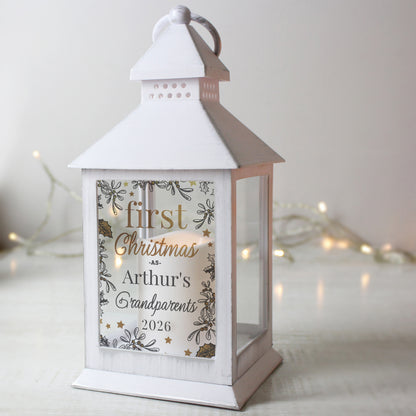 Personalised First Christmas White Lantern - image 2