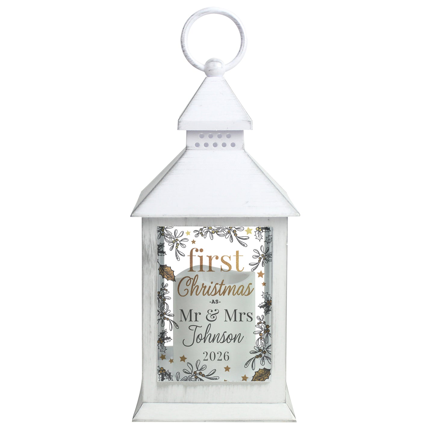 Personalised First Christmas White Lantern - image 5