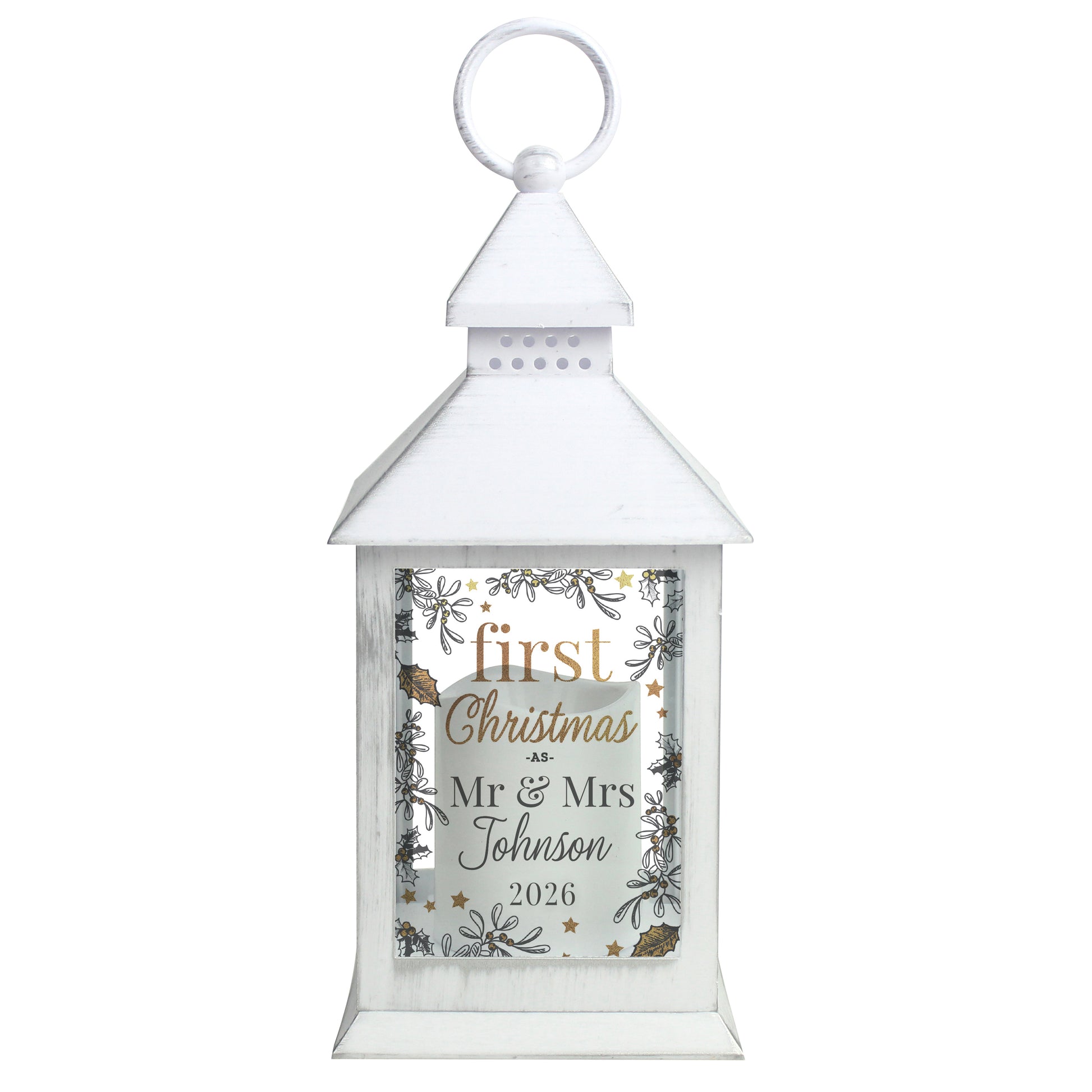 Personalised First Christmas White Lantern - image 5