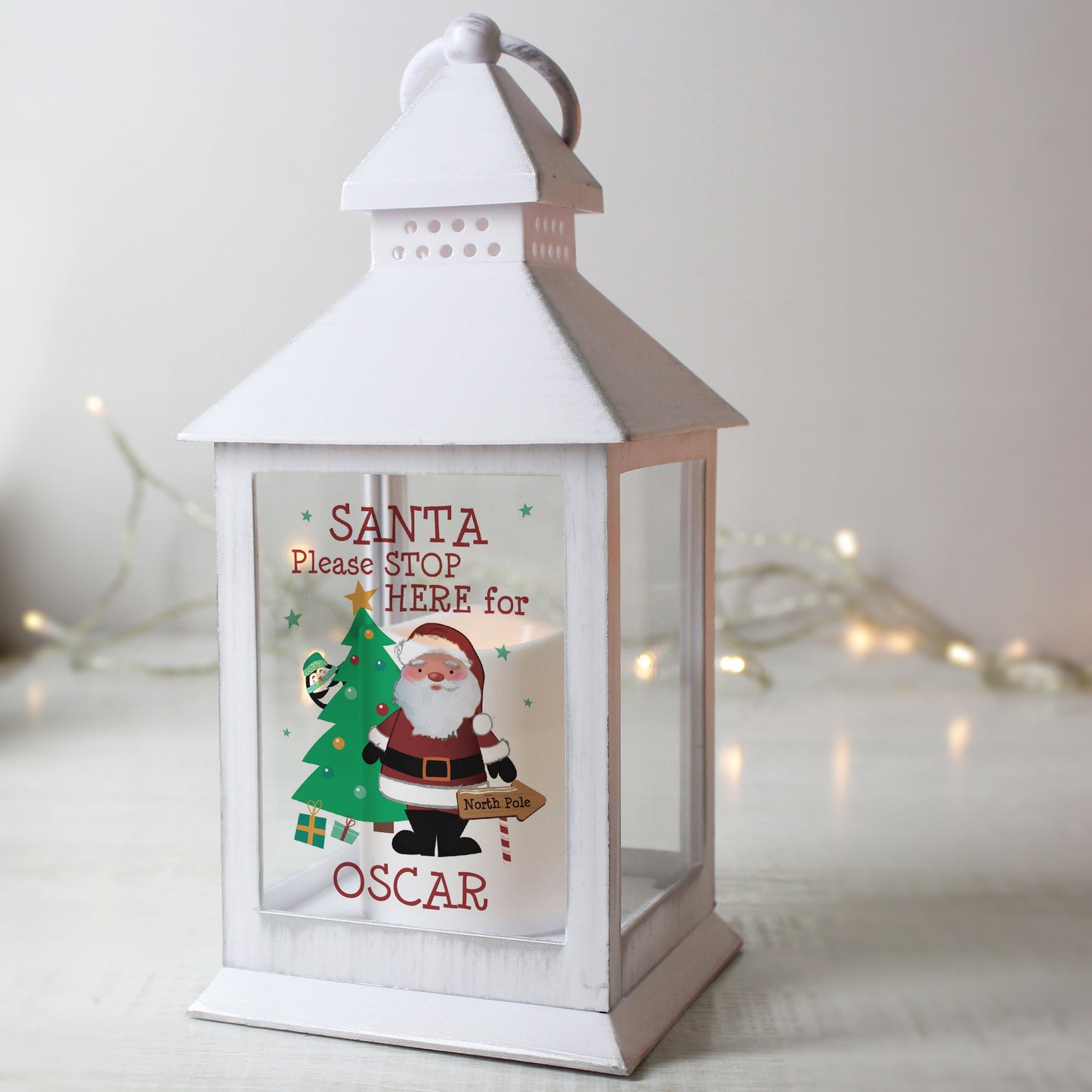 Personalised Santa White Lantern from Heartfelt Gifts