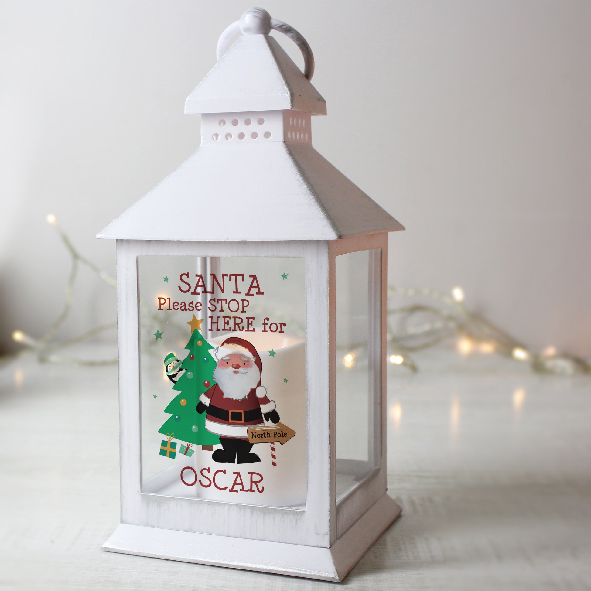 Personalised Santa White Lantern from Heartfelt Gifts