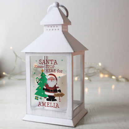 Personalised Santa White Lantern - image 2