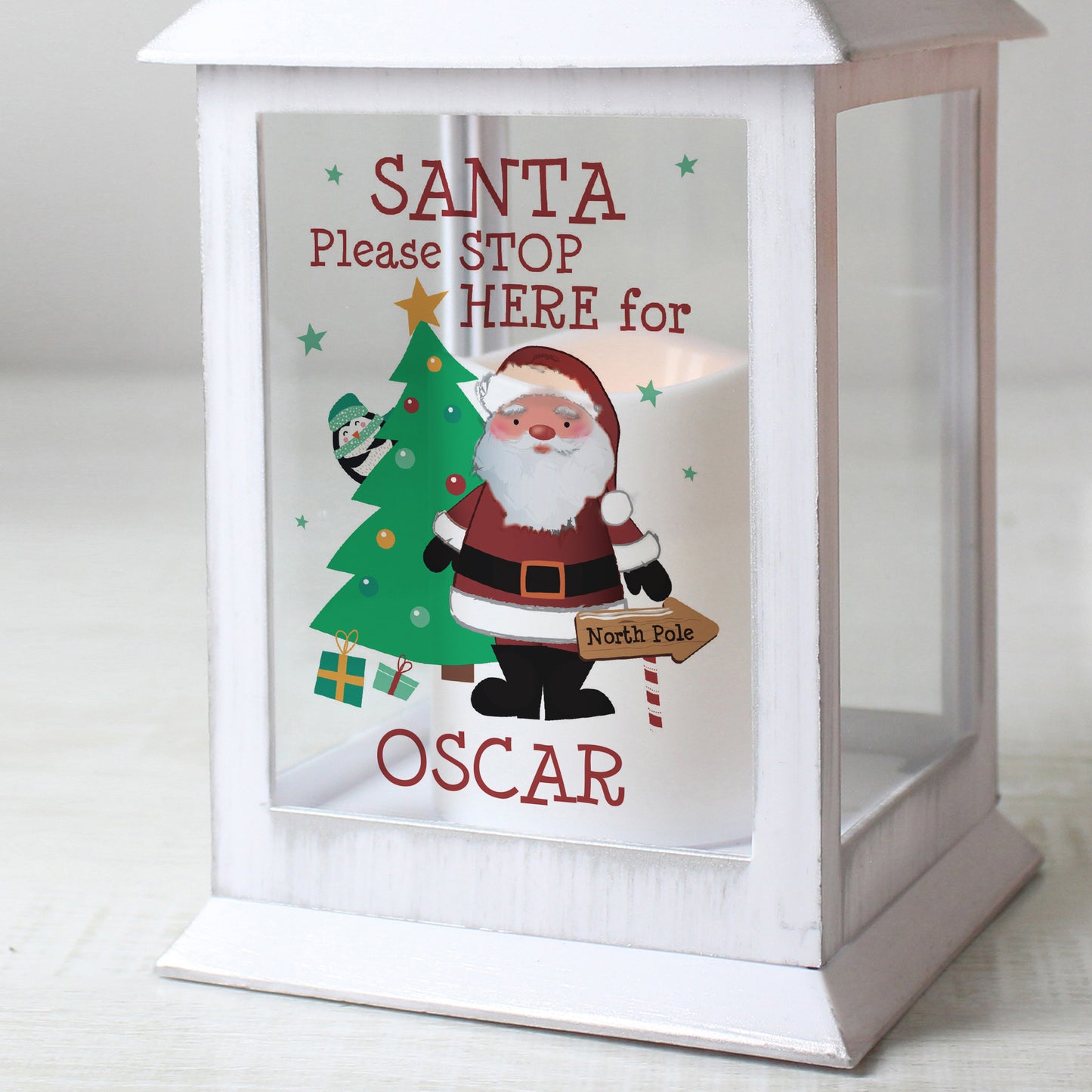 Personalised Santa White Lantern - image 3