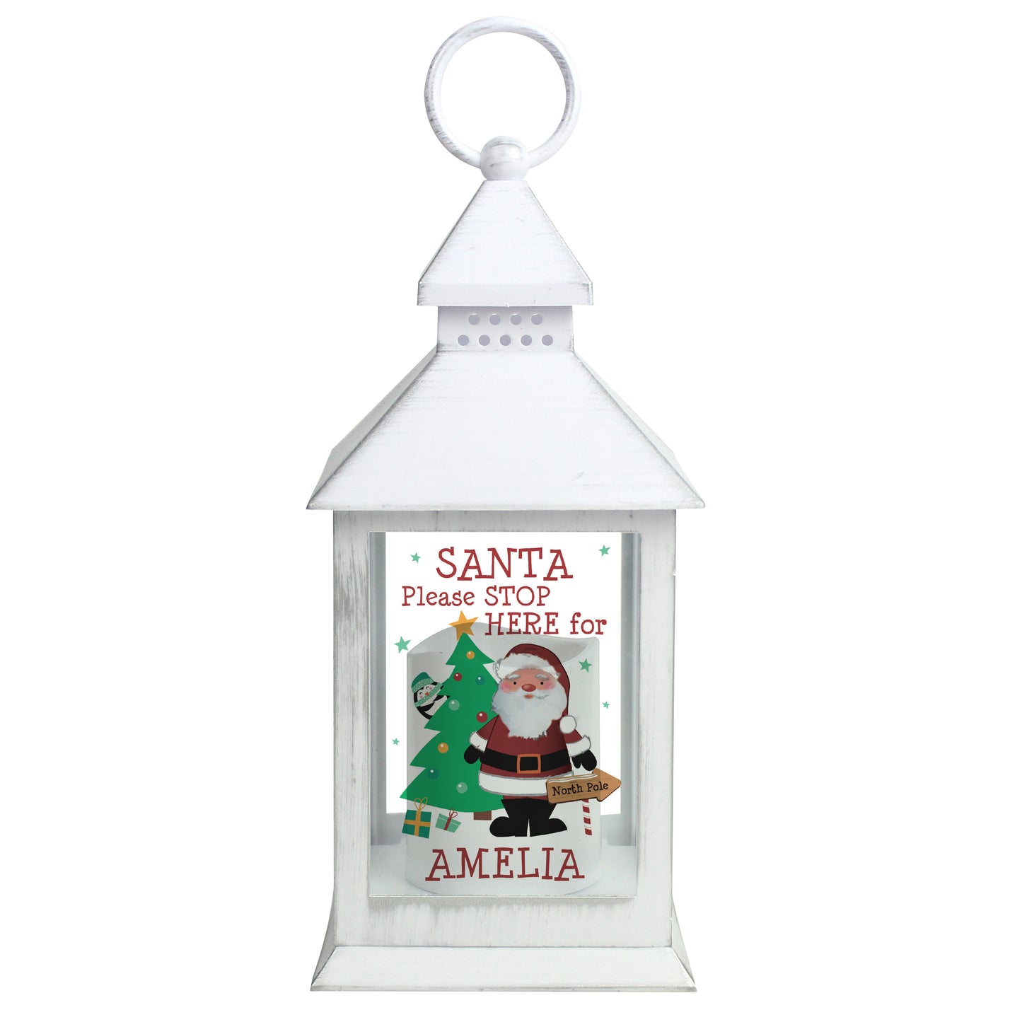 Personalised Santa White Lantern - image 4