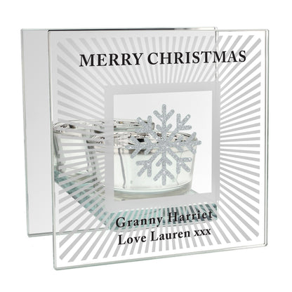 Personalised Snowflake Silver Glitter Tea Light Holder - image 5