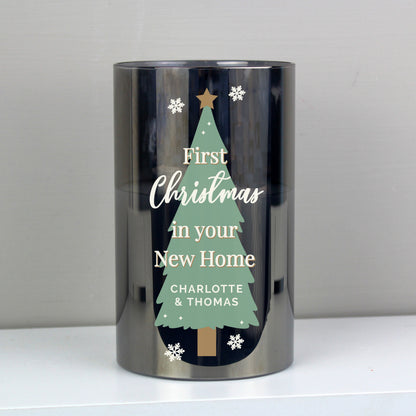 Personalised Christmas Tree Smoked Glass LED Candle - image 2