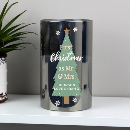 Personalised Christmas Tree Smoked Glass LED Candle - image 4
