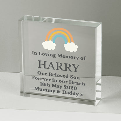 Personalised Rainbow Memorial Crystal Token from Heartfelt Gifts