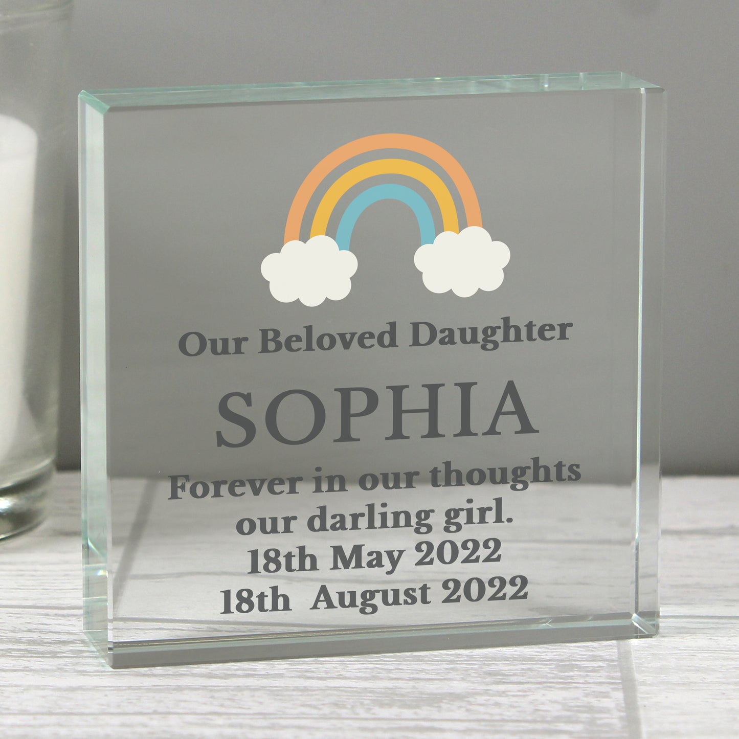 Personalised Rainbow Memorial Crystal Token - image 2