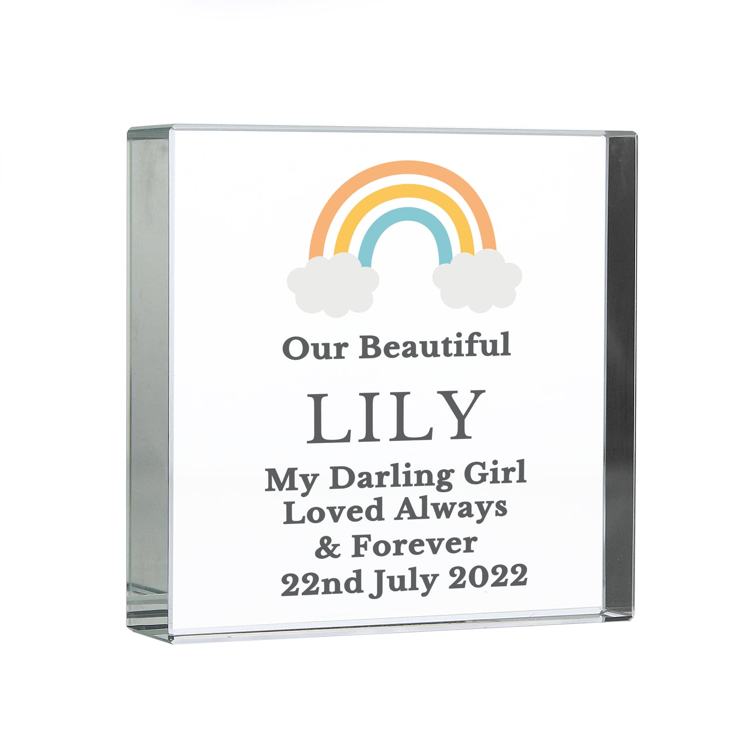 Personalised Rainbow Memorial Crystal Token - image 4