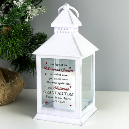 Personalised Christmas Season Memorial White Lantern from Heartfelt Gifts