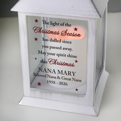 Personalised Christmas Season Memorial White Lantern - image 3