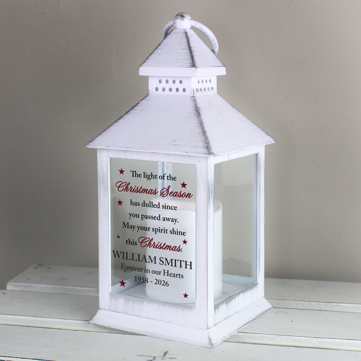 Personalised Christmas Season Memorial White Lantern - image 4