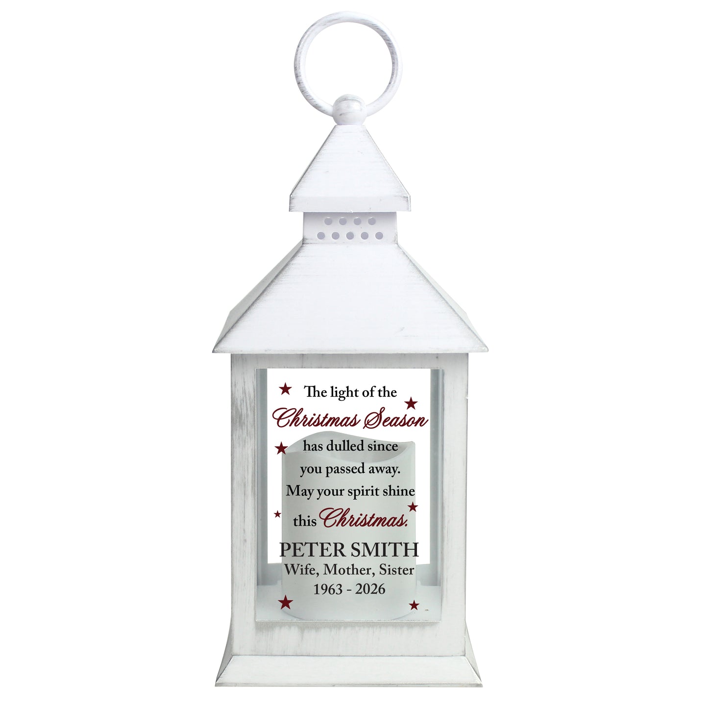 Personalised Christmas Season Memorial White Lantern - image 5