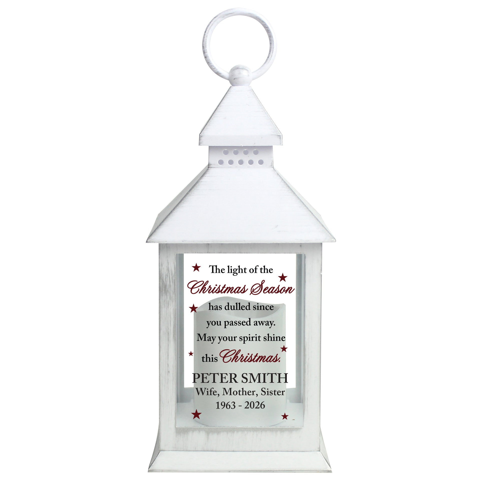 Personalised Christmas Season Memorial White Lantern - image 5