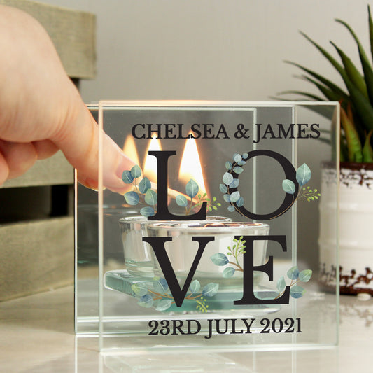 Personalised Botanical Mirrored Glass Tea Light Holder - image 2