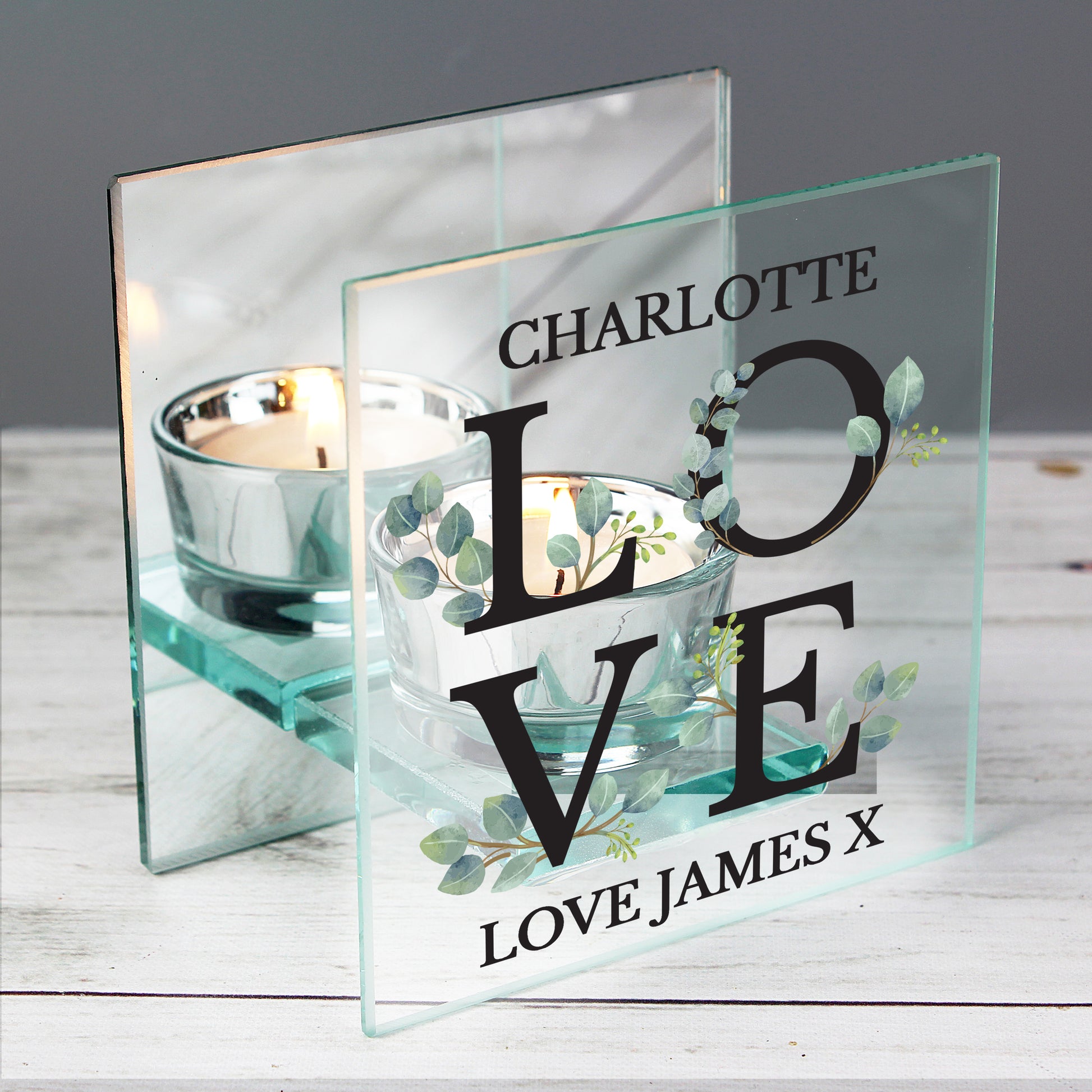 Personalised Botanical Mirrored Glass Tea Light Holder - image 3