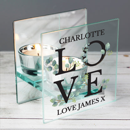 Personalised Botanical Mirrored Glass Tea Light Holder - image 3