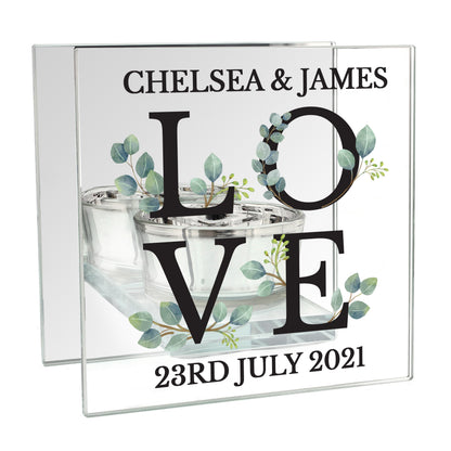 Personalised Botanical Mirrored Glass Tea Light Holder - image 4
