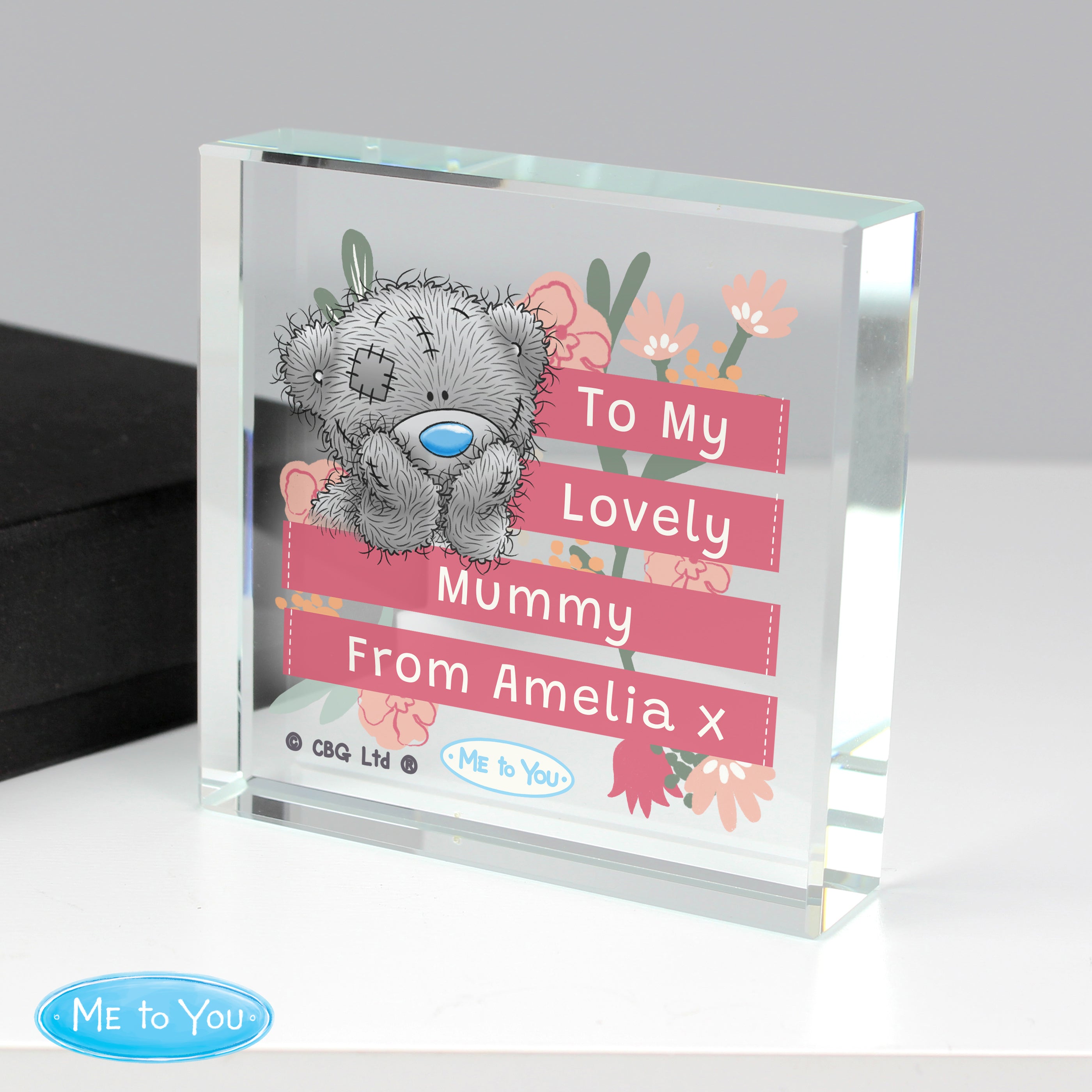 Personalised Me To You Floral Crystal Token from Heartfelt Gifts