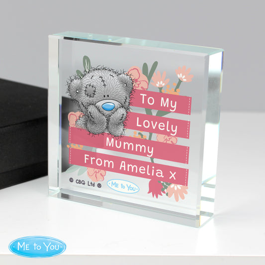 Personalised Me To You Floral Crystal Token from Heartfelt Gifts