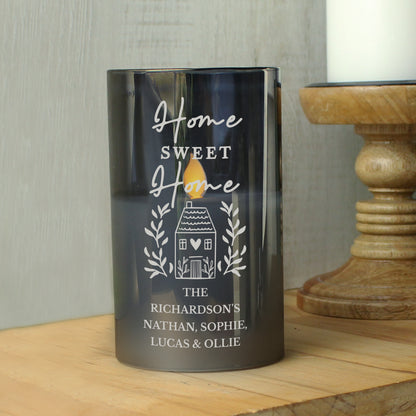 Personalised HOME Smoked Glass LED Candle from Heartfelt Gifts