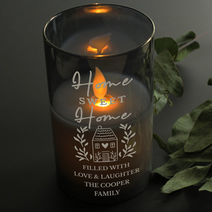 Personalised HOME Smoked Glass LED Candle - image 2