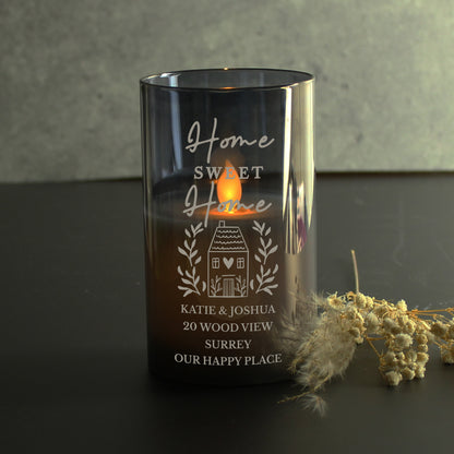 Personalised HOME Smoked Glass LED Candle - image 6