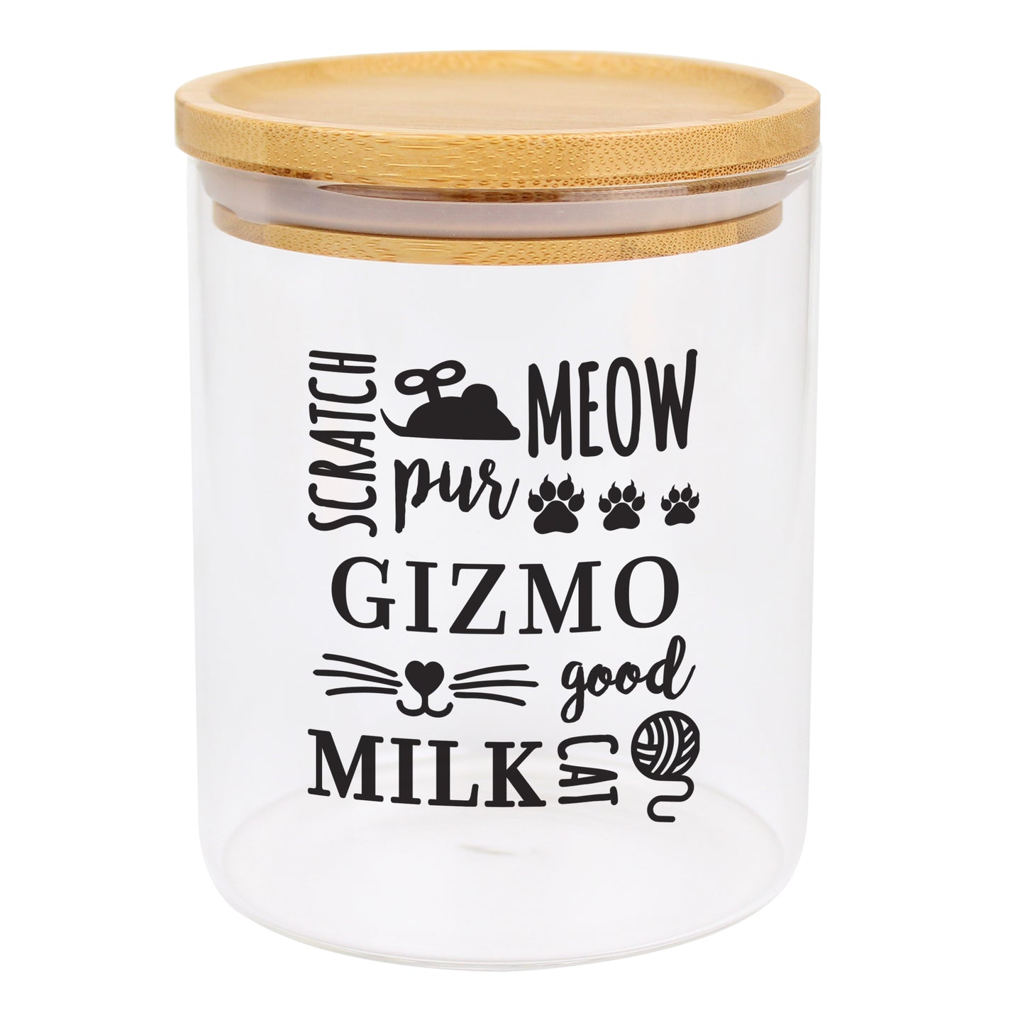 Personalised Glass Cat Treat jar with Bamboo Lid - image 5