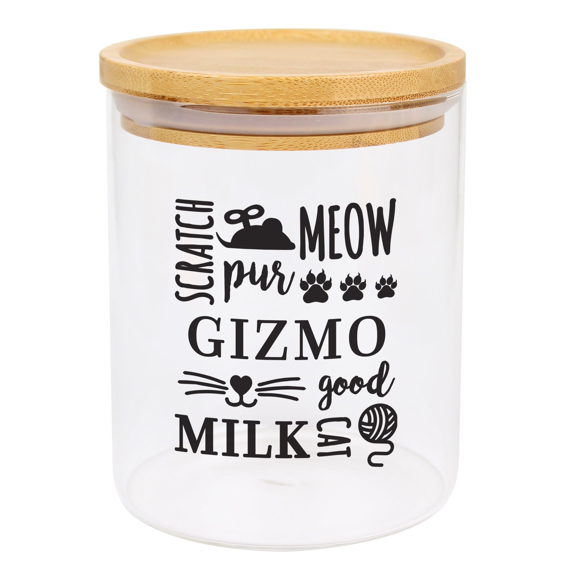 Personalised Glass Cat Treat jar with Bamboo Lid - image 5